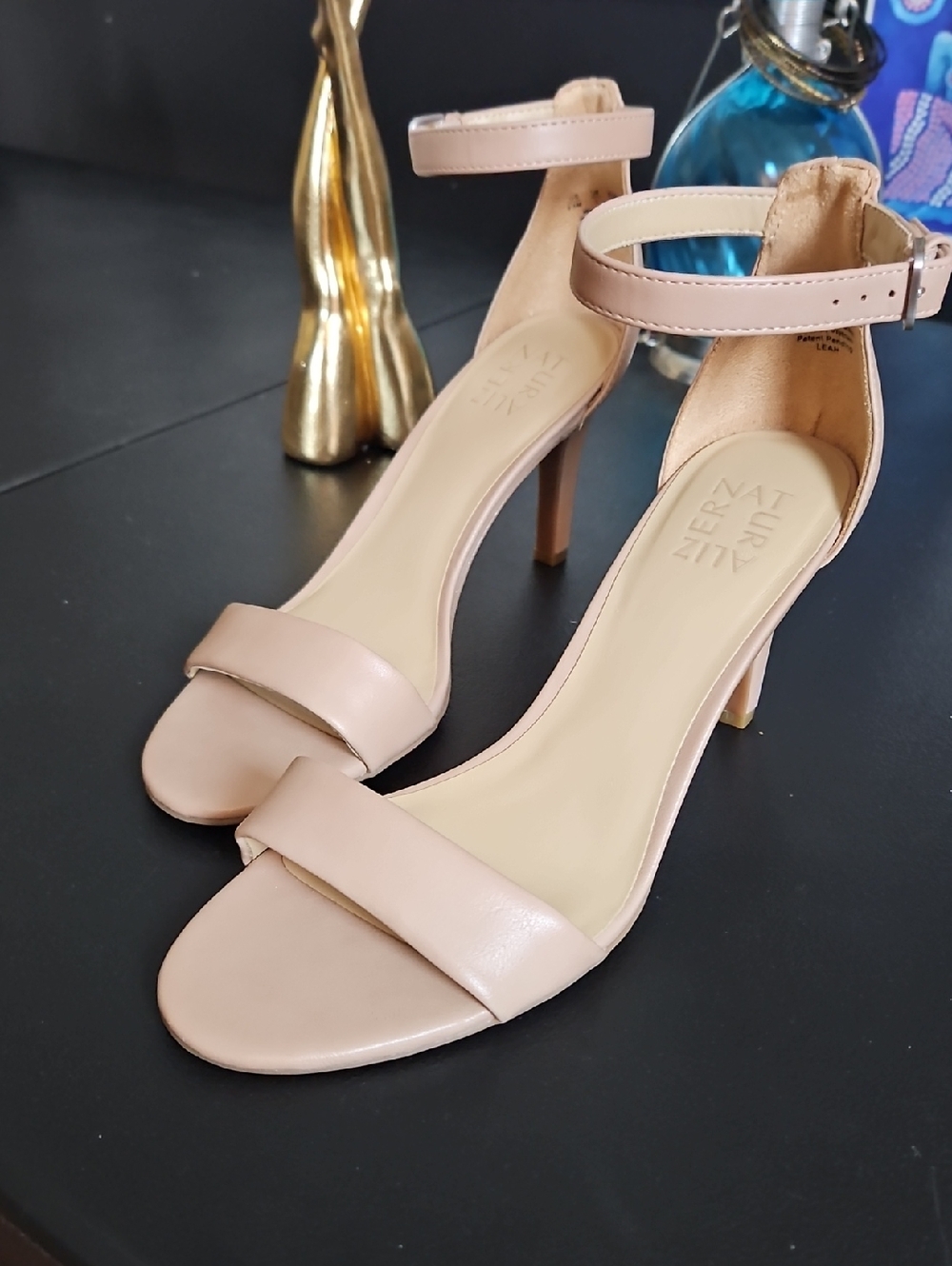 Naturalizer Blush Nude Ankle-Strap Heeled Sandals
